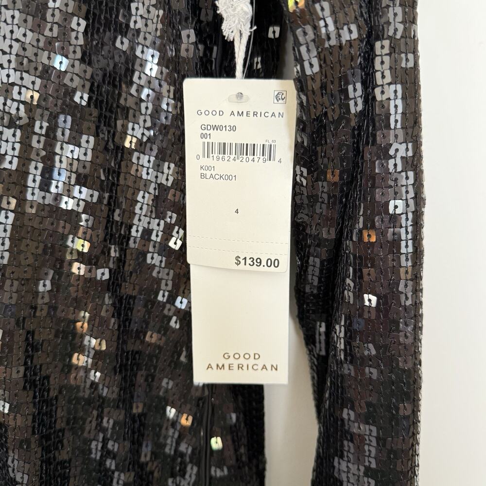 Good American Dress Black‎ Sequin New 4 Glam Bodycon Designer Party Formal - Picture 3 of 9